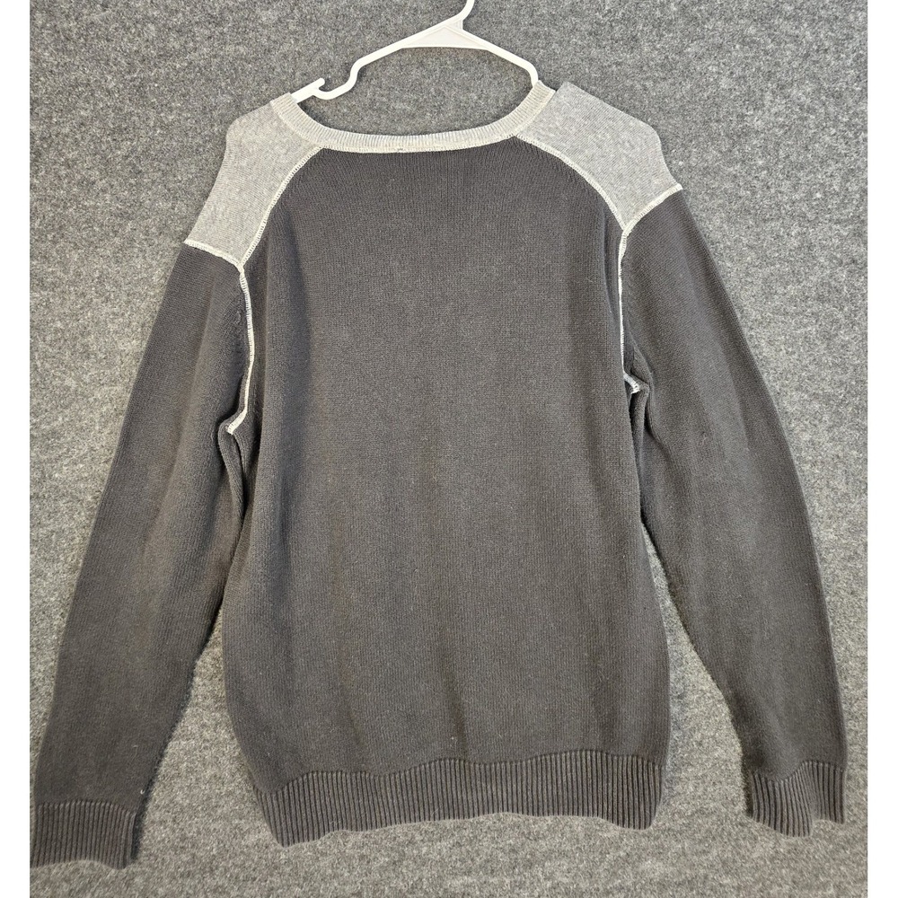 Armani Exchange AX Men's V-Neck Sweater Size L G Dark Gray Light Gray Colorblock